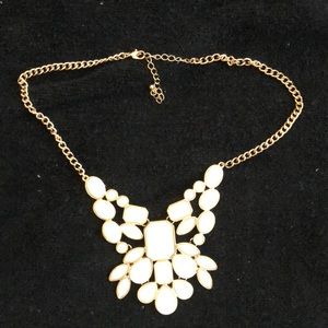 White and Gold Chunky Statement Necklace